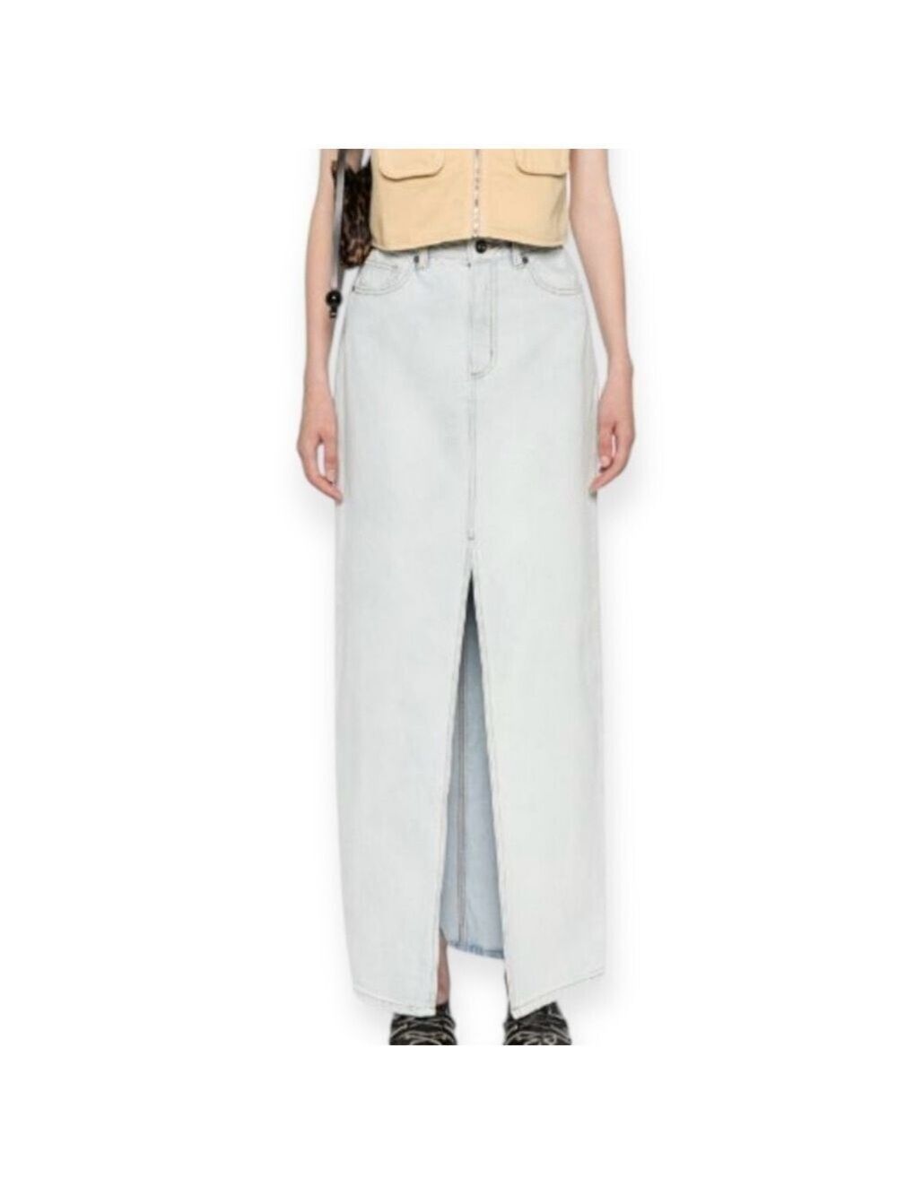 Industry Republic Clothing Maxi Skirt Women's Sz 8 Light Washed Denim Blue Long - Picture 9 of 9
